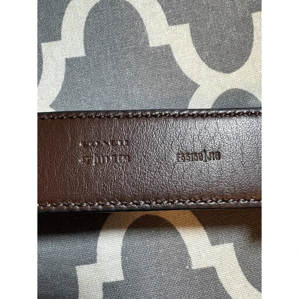 NWT Men's Coach Belt Leather Chocolate‎ Brown with silver buckle